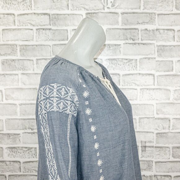 Roberta Roller Rabbit Cotton Chambray Boho top Size Small - Picture 8 of 10